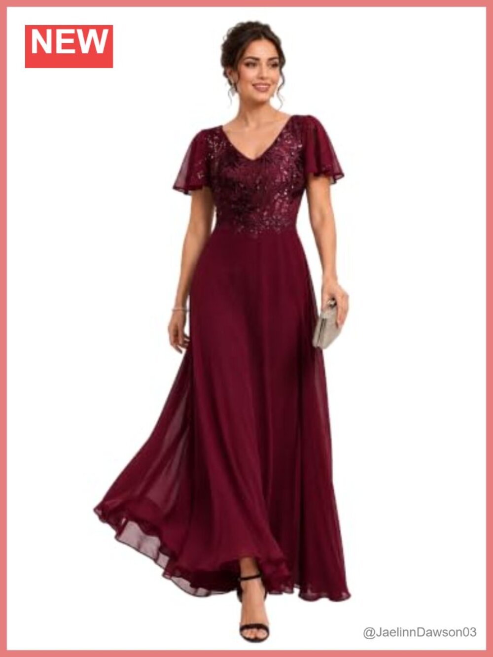 V Neck Sequin Maxi Formal Mother of the Bride Dress